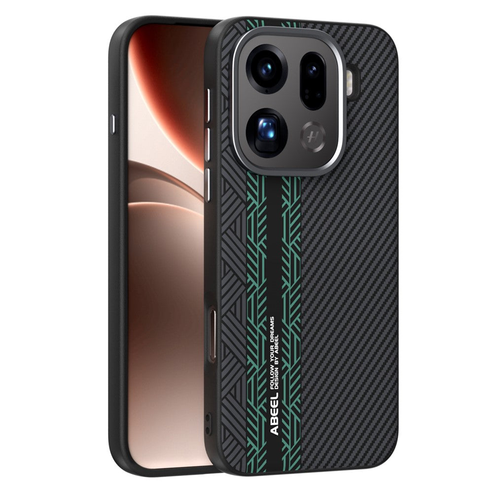ABEEL For Oppo Find X9 Pro 5G Case PC + TPU + Aluminum Alloy + PU Leather Phone Cover Compatible with MagSafe