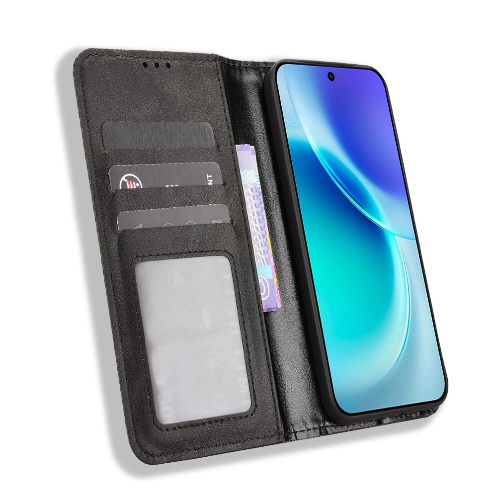 For vivo X300 5G Leather Case Wallet Stand Retro Texture Phone Cover