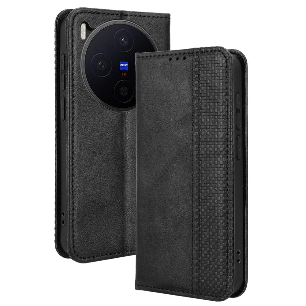 For vivo X300 5G Leather Case Wallet Stand Retro Texture Phone Cover