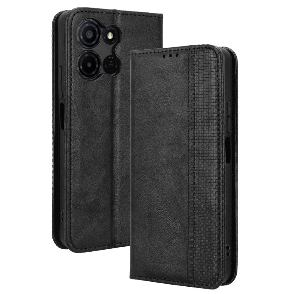 For TCL K32 5G / TCL K33 5G Leather Case Wallet Stand Retro Texture Phone Cover