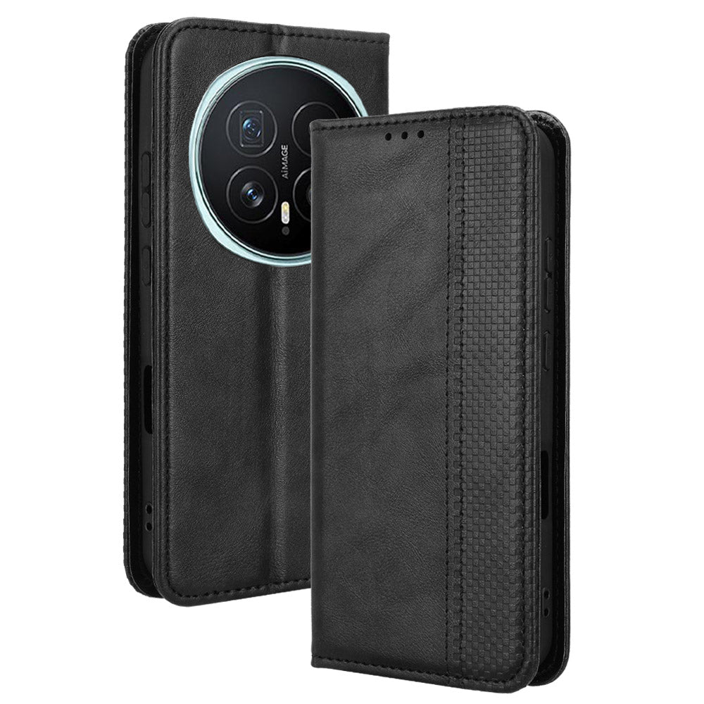 For Honor Magic8 5G Leather Case Wallet Stand Retro Texture Phone Cover