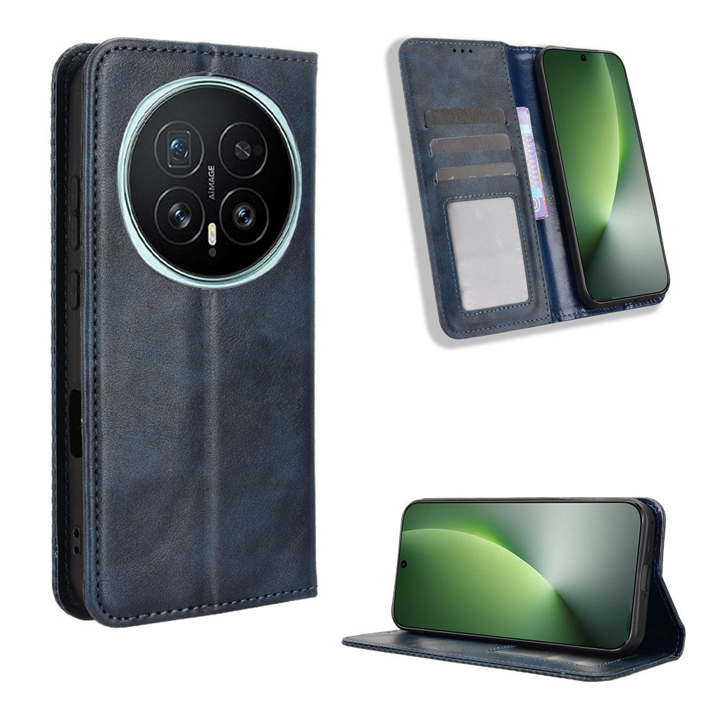 For Honor Magic8 5G Leather Case Wallet Stand Retro Texture Phone Cover