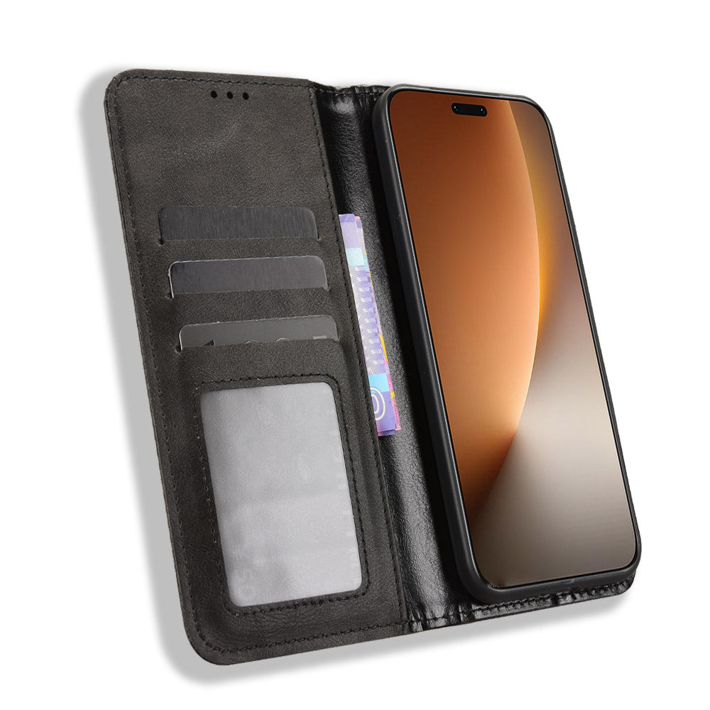 For Honor Magic8 Pro 5G Leather Case Wallet Stand Retro Texture Phone Cover