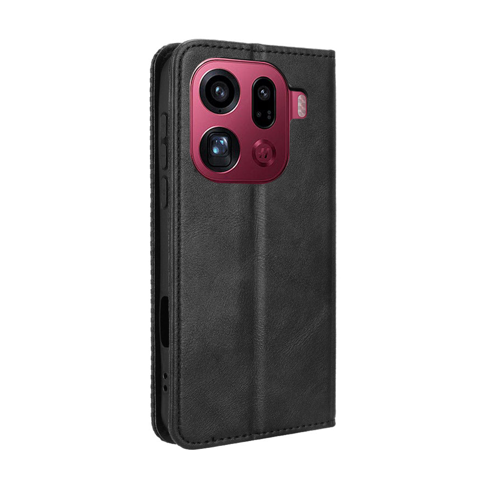 For Oppo Find X9 Pro 5G Leather Case Wallet Stand Retro Texture Phone Cover