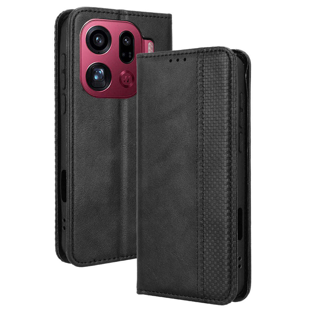 For Oppo Find X9 Pro 5G Leather Case Wallet Stand Retro Texture Phone Cover