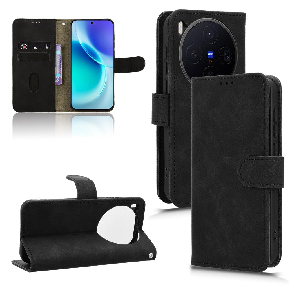 For vivo X300 5G Leather Case Skin Feel Anti Drop Wallet Flip Phone Cover