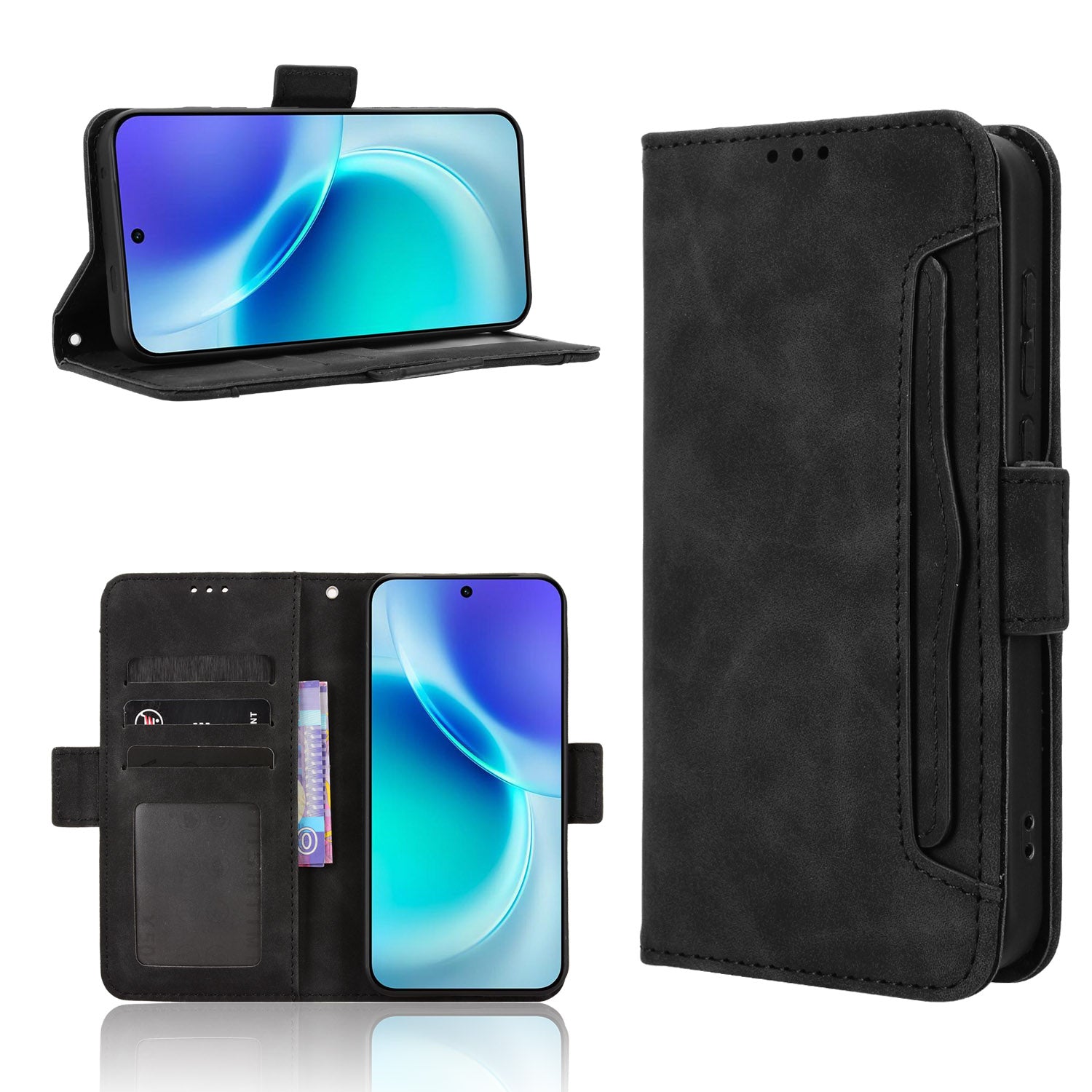 For vivo X300 5G Leather Case Phone Wallet Cover with Multiple Card Slots