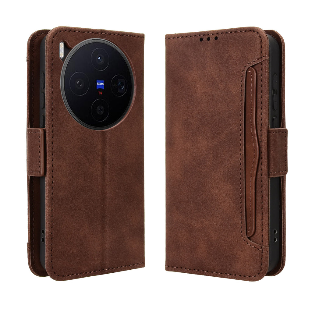 Funda tipo cartera de piel para vivo X300 5G con múltiples ranuras para tarjetas