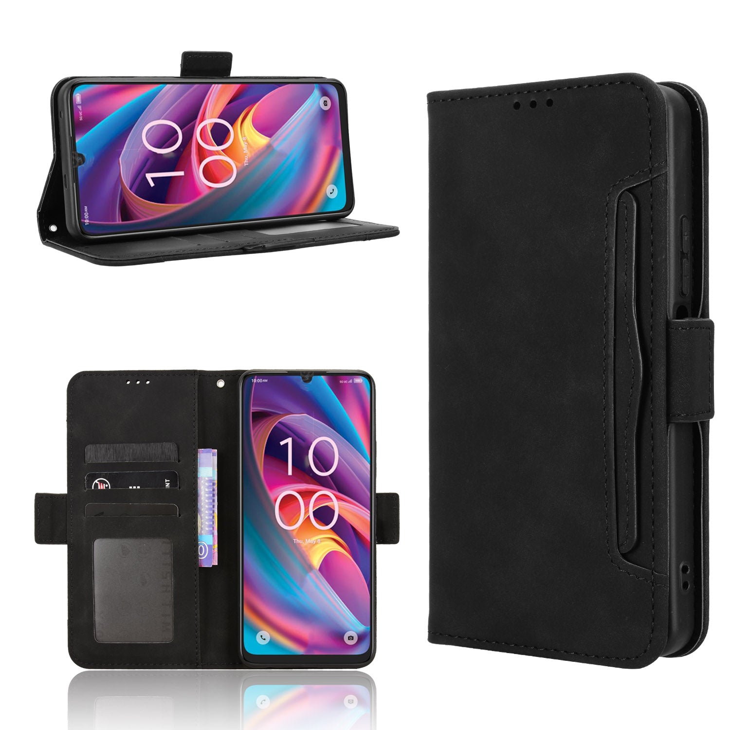 For TCL K32 5G / TCL K33 5G Leather Case Phone Wallet Cover with Multiple Card Slots
