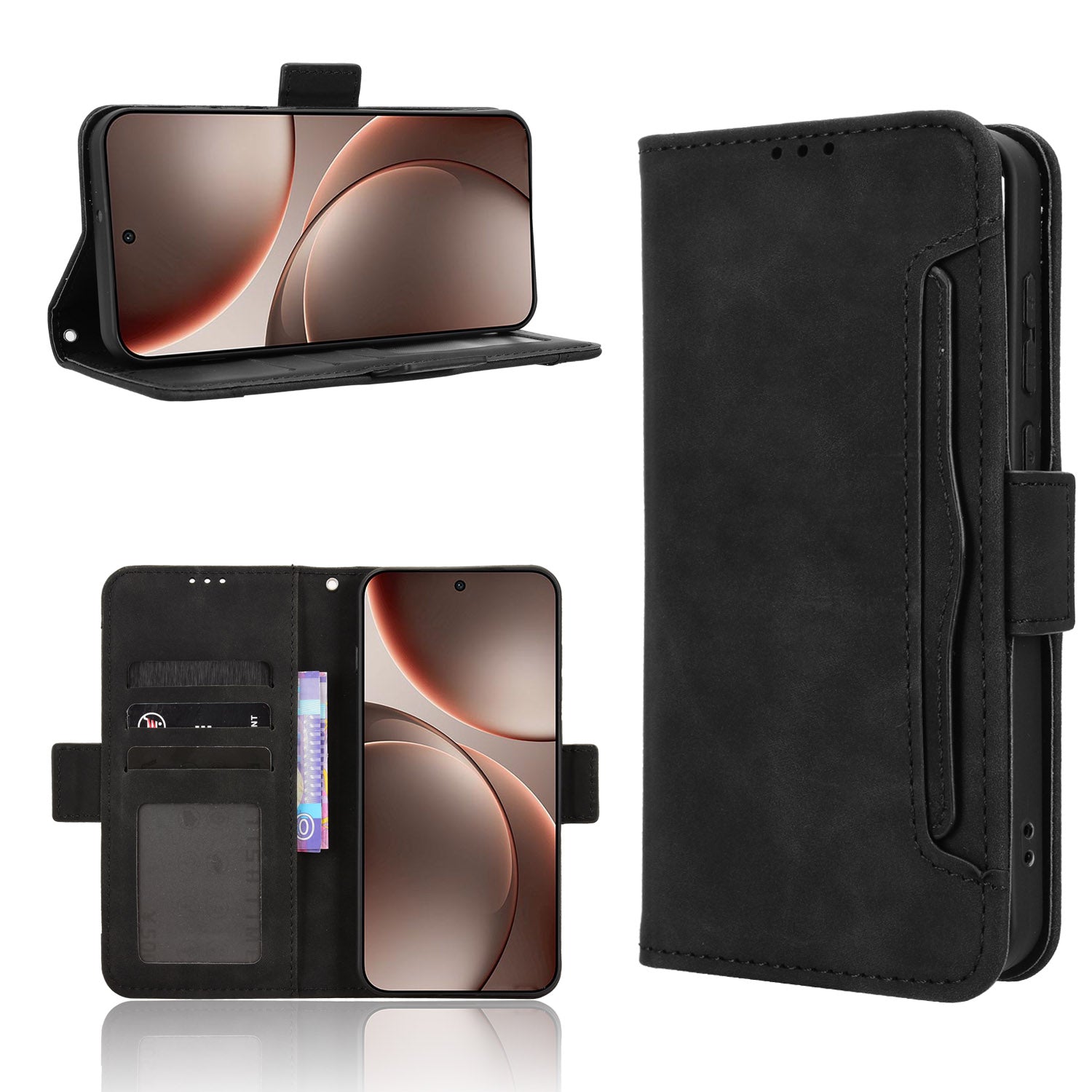 For Oppo Find X9 5G Leather Case Phone Wallet Cover with Multiple Card Slots