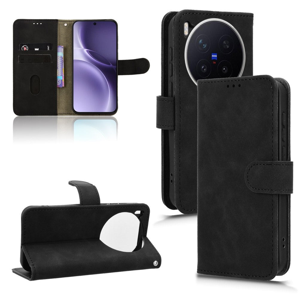 For vivo X300 Pro 5G Leather Case Skin Feel Anti Drop Wallet Flip Phone Cover