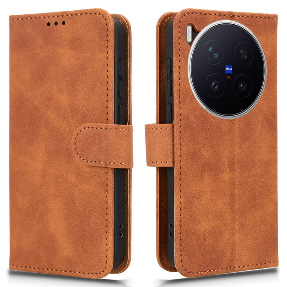 For vivo X300 Pro 5G Leather Case Skin Feel Anti Drop Wallet Flip Phone Cover