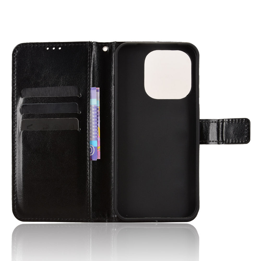 For OnePlus 15 5G PU Leather Case with Strap Crazy Horse Texture Phone Wallet Cover