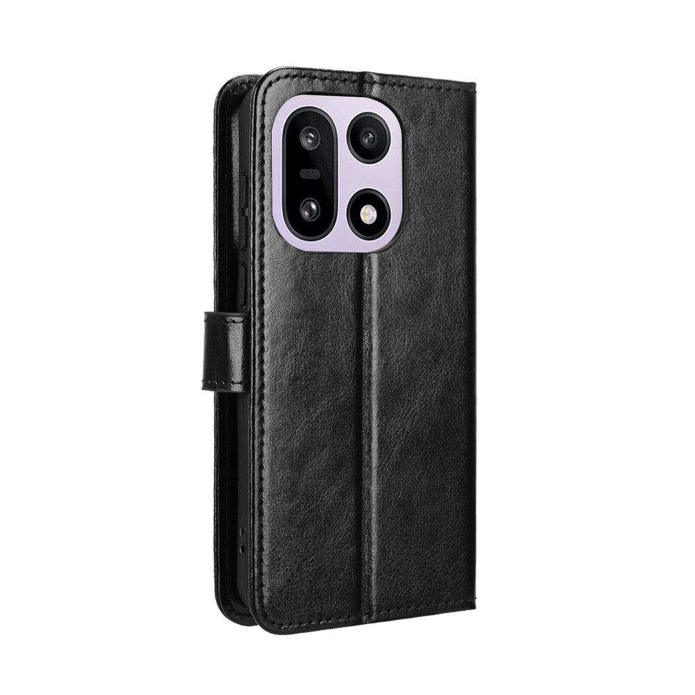 For OnePlus 15 5G PU Leather Case with Strap Crazy Horse Texture Phone Wallet Cover