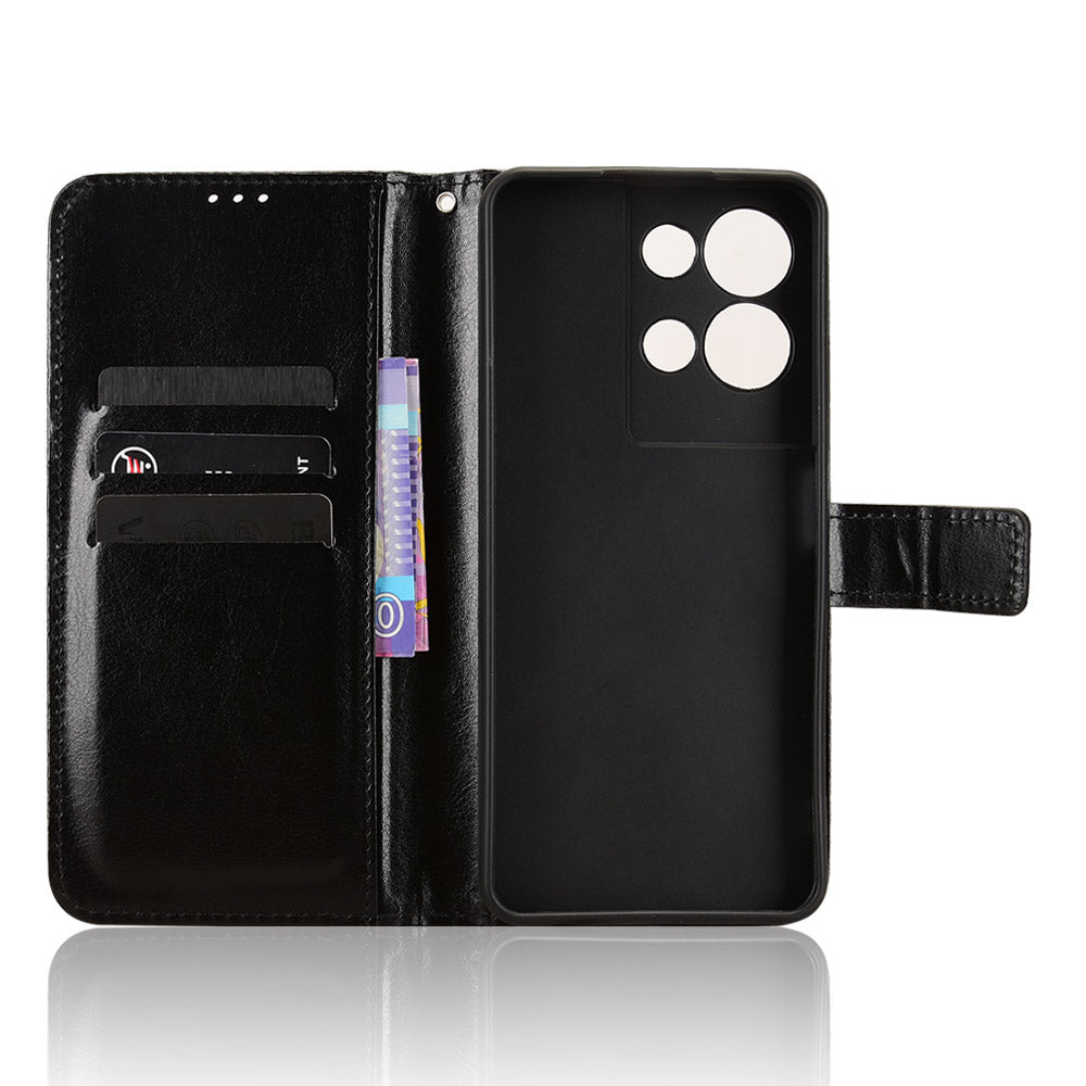 For TCL K32 5G / TCL K33 5G PU Leather Case with Strap Crazy Horse Texture Phone Wallet Cover