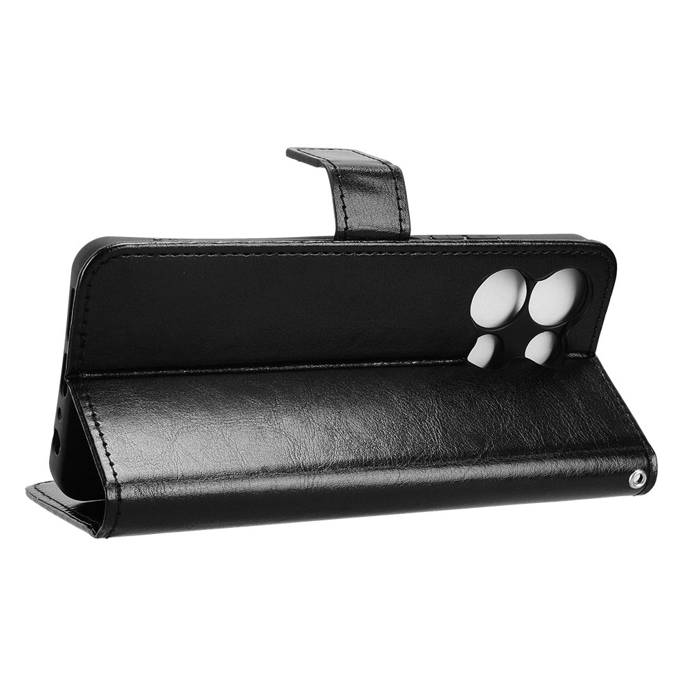 For TCL K32 5G / TCL K33 5G PU Leather Case with Strap Crazy Horse Texture Phone Wallet Cover