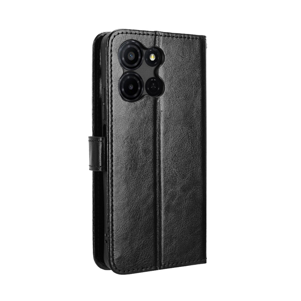 For TCL K32 5G / TCL K33 5G PU Leather Case with Strap Crazy Horse Texture Phone Wallet Cover