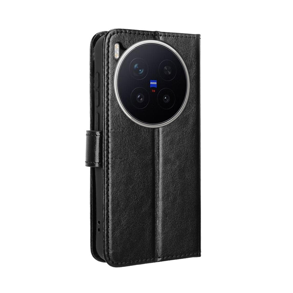 For vivo X300 Pro 5G PU Leather Case with Strap Crazy Horse Texture Phone Wallet Cover