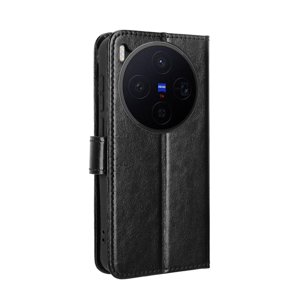 For vivo X300 5G PU Leather Case with Strap Crazy Horse Texture Phone Wallet Cover