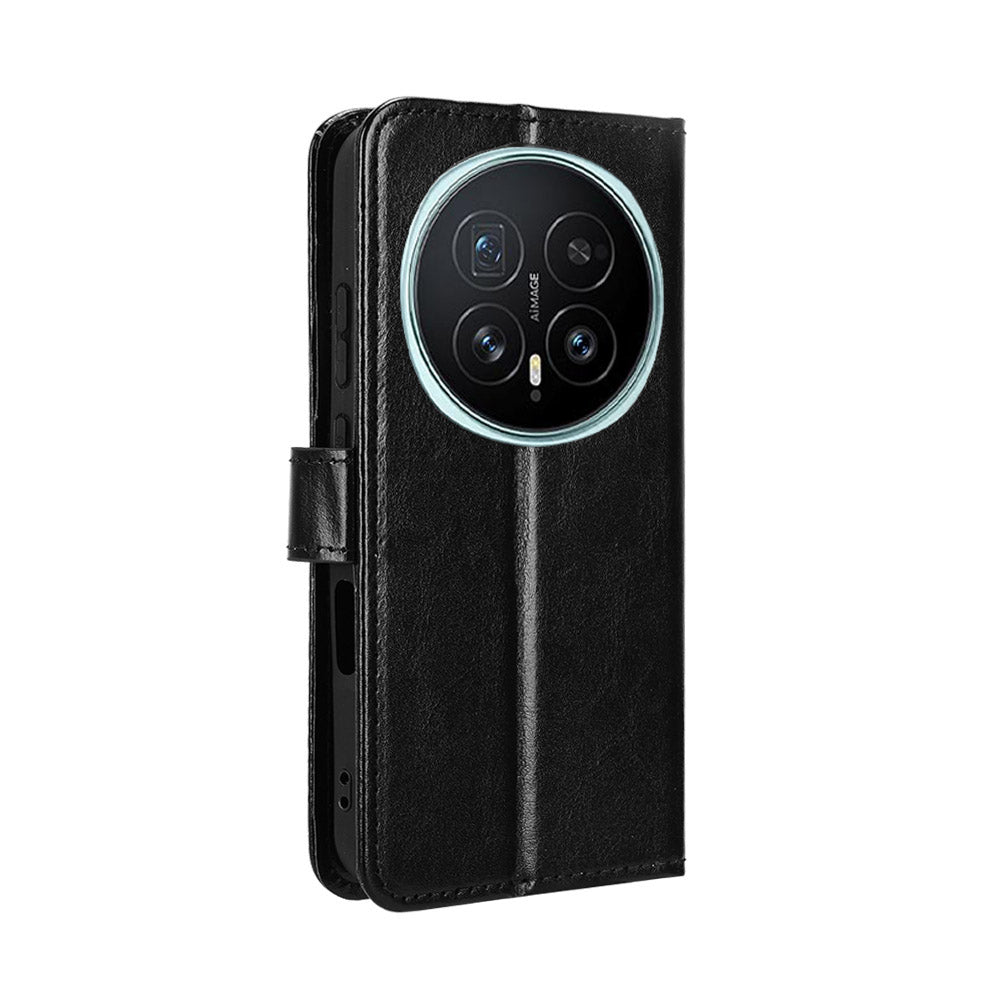 For Honor Magic8 5G PU Leather Case with Strap Crazy Horse Texture Phone Wallet Cover