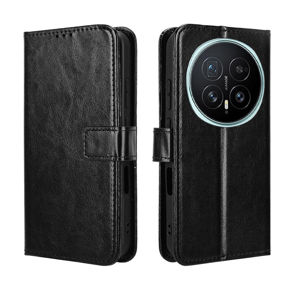 For Honor Magic8 5G PU Leather Case with Strap Crazy Horse Texture Phone Wallet Cover