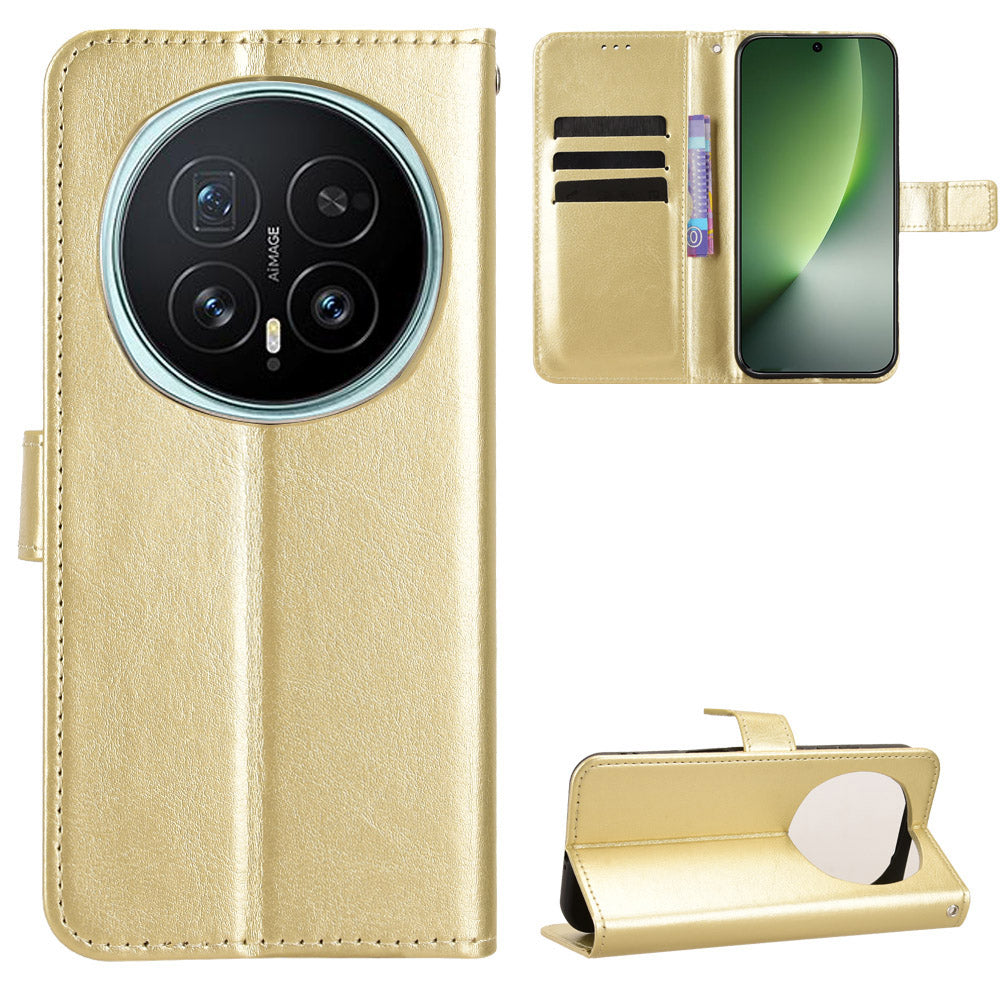 For Honor Magic8 5G PU Leather Case with Strap Crazy Horse Texture Phone Wallet Cover