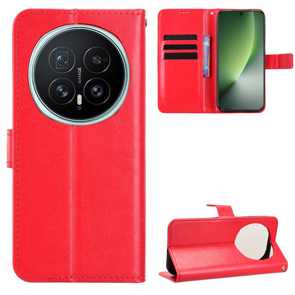 For Honor Magic8 5G PU Leather Case with Strap Crazy Horse Texture Phone Wallet Cover