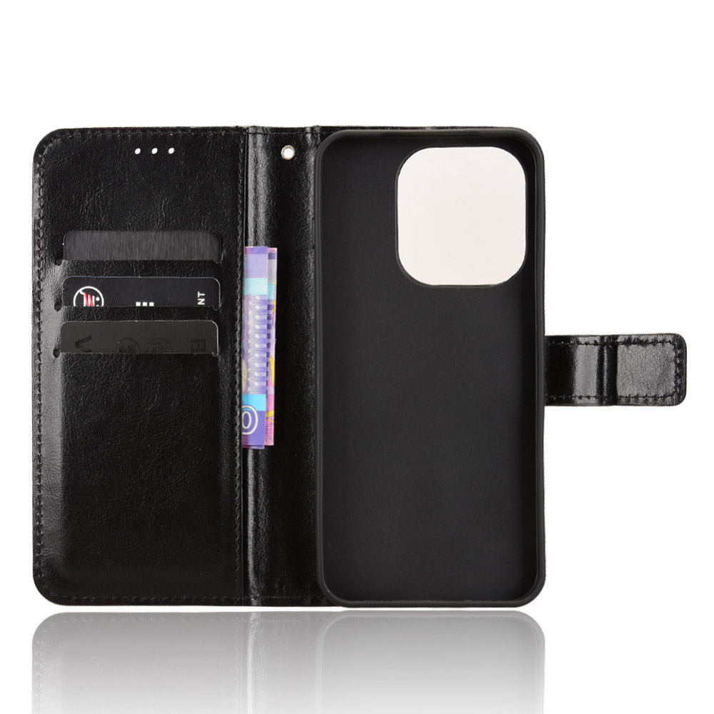 For Oppo Find X9 5G PU Leather Case with Strap Crazy Horse Texture Phone Wallet Cover