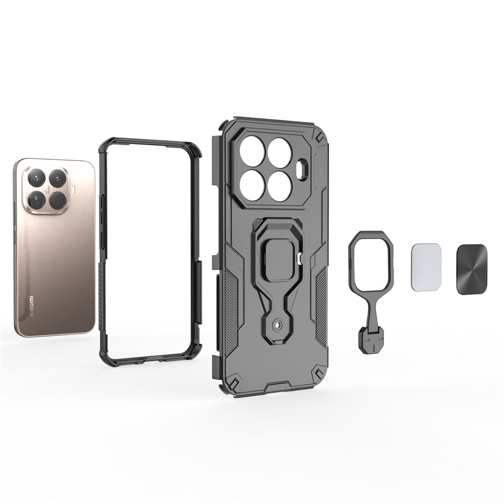 For Xiaomi 15T Pro Case Rotatable Ring Kickstand PC + TPU Shockproof Phone Cover