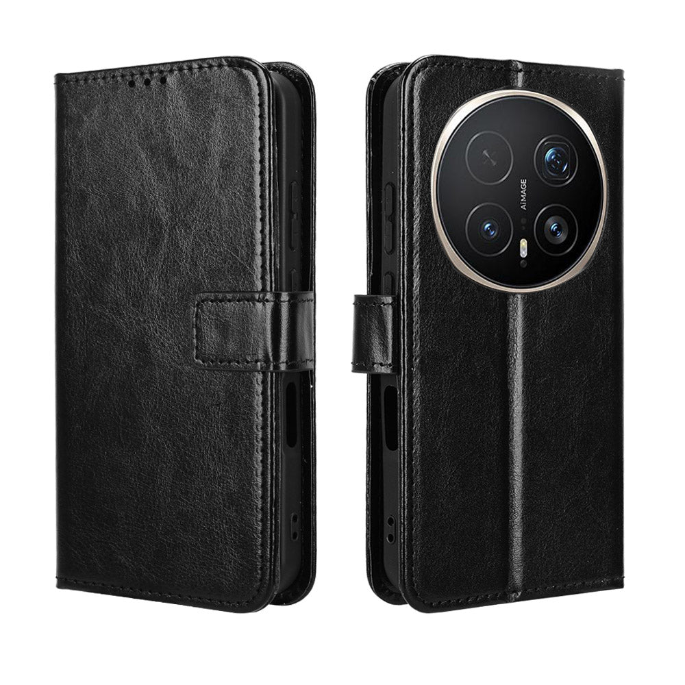 For Honor Magic8 Pro 5G PU Leather Case with Strap Crazy Horse Texture Phone Wallet Cover