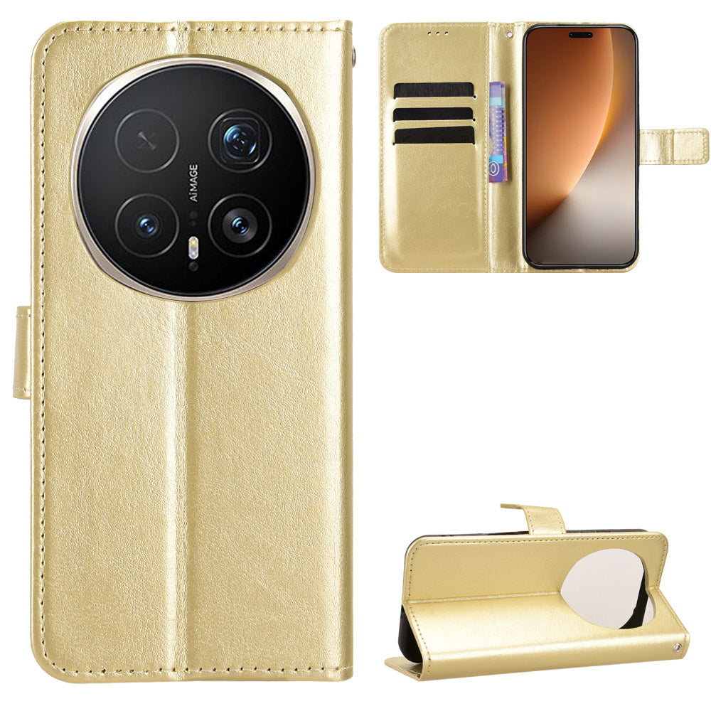 For Honor Magic8 Pro 5G PU Leather Case with Strap Crazy Horse Texture Phone Wallet Cover