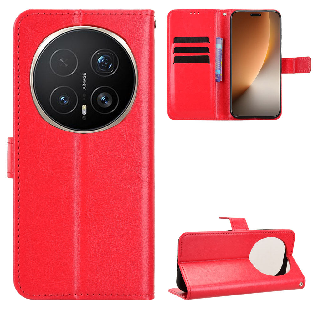 For Honor Magic8 Pro 5G PU Leather Case with Strap Crazy Horse Texture Phone Wallet Cover