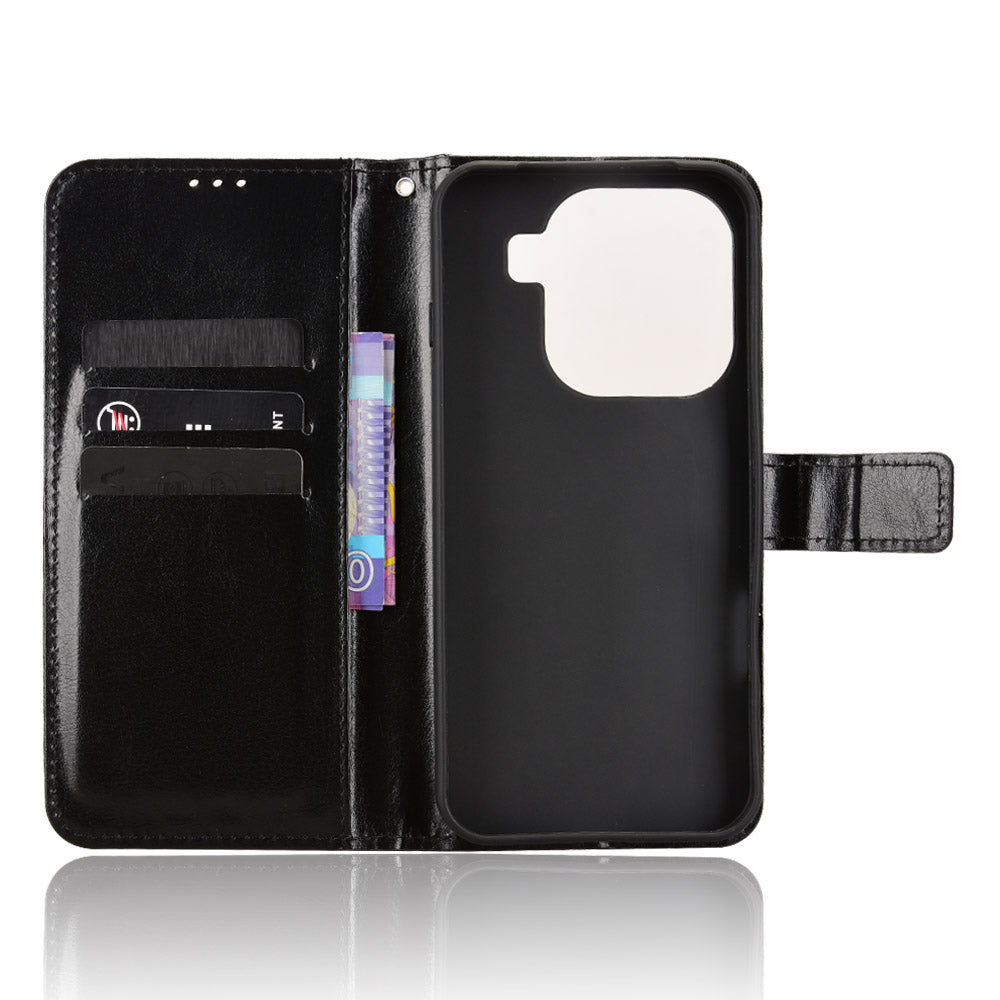 For Oppo Find X9 Pro 5G PU Leather Case with Strap Crazy Horse Texture Phone Wallet Cover