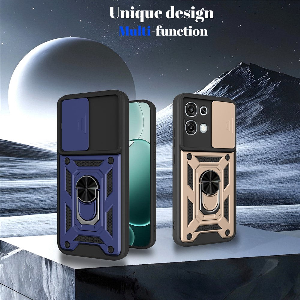 For Oppo A6 Pro 5G  /  4G  /  F31 5G Case with Slide Camera Lid PC + TPU Kickstand Phone Cover