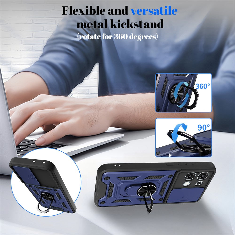 For Oppo A6 Pro 5G  /  4G  /  F31 5G Case with Slide Camera Lid PC + TPU Kickstand Phone Cover