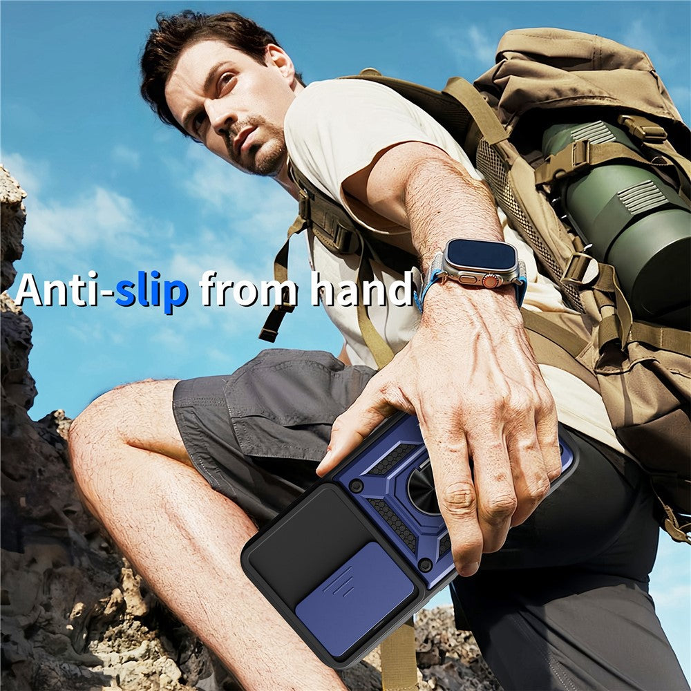 For Oppo A6 Pro 5G  /  4G  /  F31 5G Case with Slide Camera Lid PC + TPU Kickstand Phone Cover