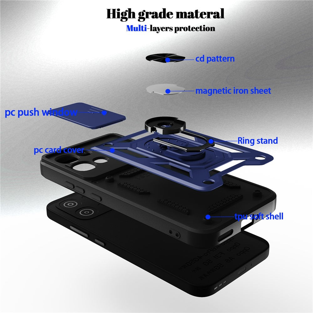For Oppo A6 Pro 5G  /  4G  /  F31 5G Case with Slide Camera Lid PC + TPU Kickstand Phone Cover