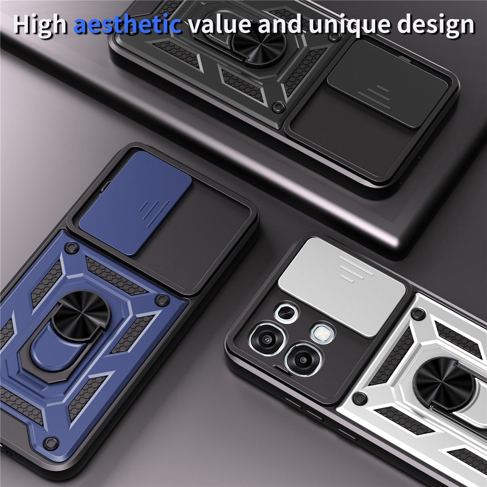 For Oppo A6 Pro 5G  /  4G  /  F31 5G Case with Slide Camera Lid PC + TPU Kickstand Phone Cover