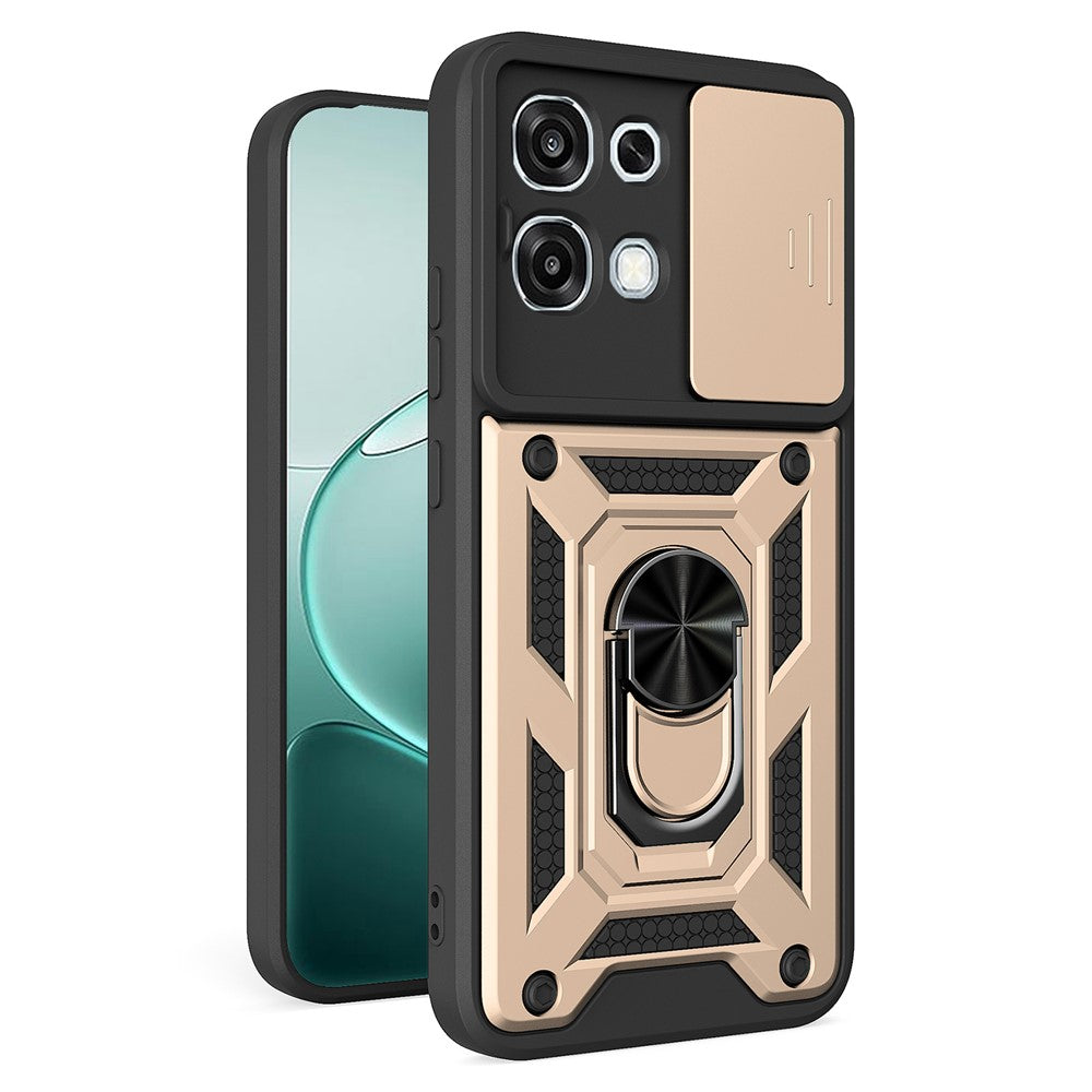 For Oppo A6 Pro 5G  /  4G  /  F31 5G Case with Slide Camera Lid PC + TPU Kickstand Phone Cover