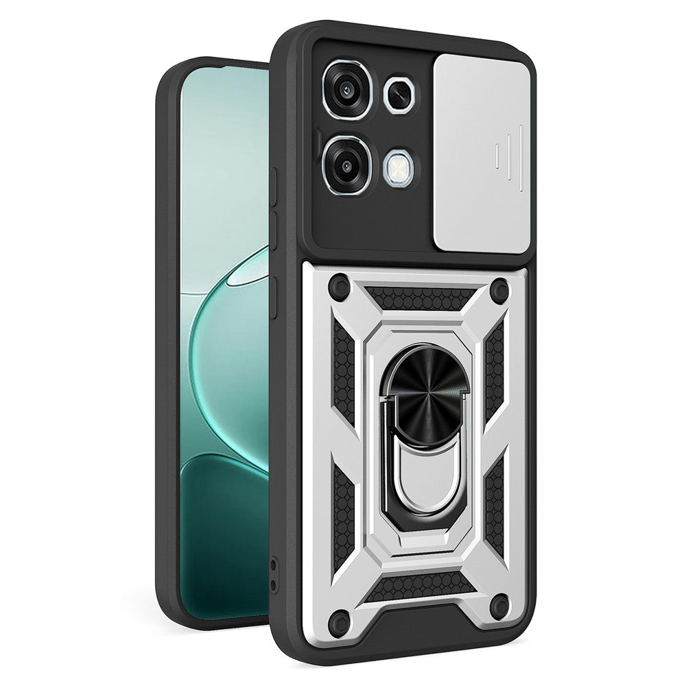 For Oppo A6 Pro 5G  /  4G  /  F31 5G Case with Slide Camera Lid PC + TPU Kickstand Phone Cover