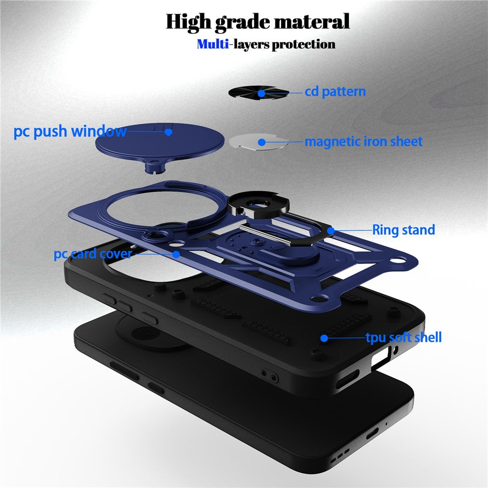 For Oppo F31 Pro 5G Case with Slide Camera Lid PC + TPU Kickstand Phone Cover