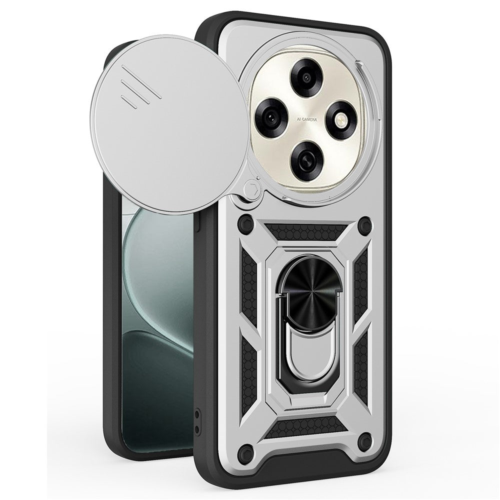 For Oppo F31 Pro 5G Case with Slide Camera Lid PC + TPU Kickstand Phone Cover