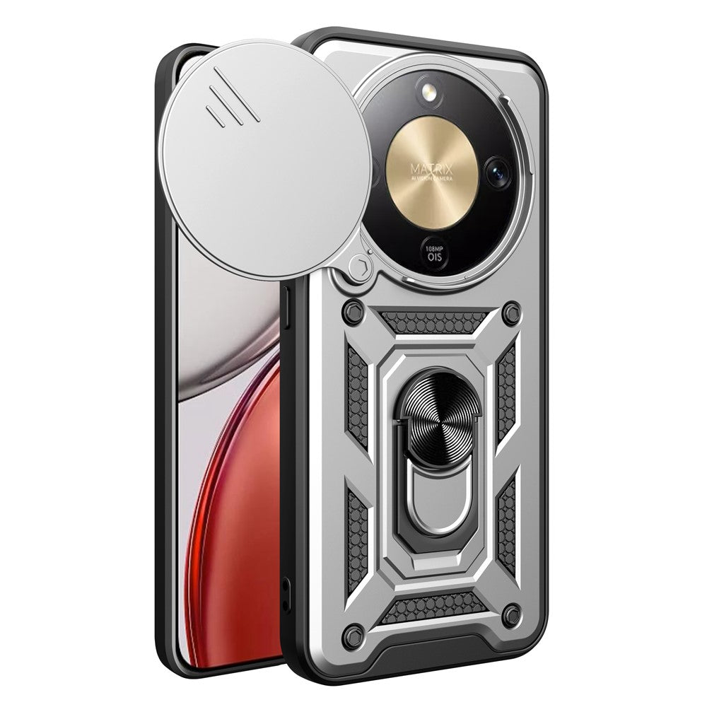 For Honor X9d 5G  /  X70 5G Case with Slide Camera Lid PC + TPU Kickstand Phone Cover