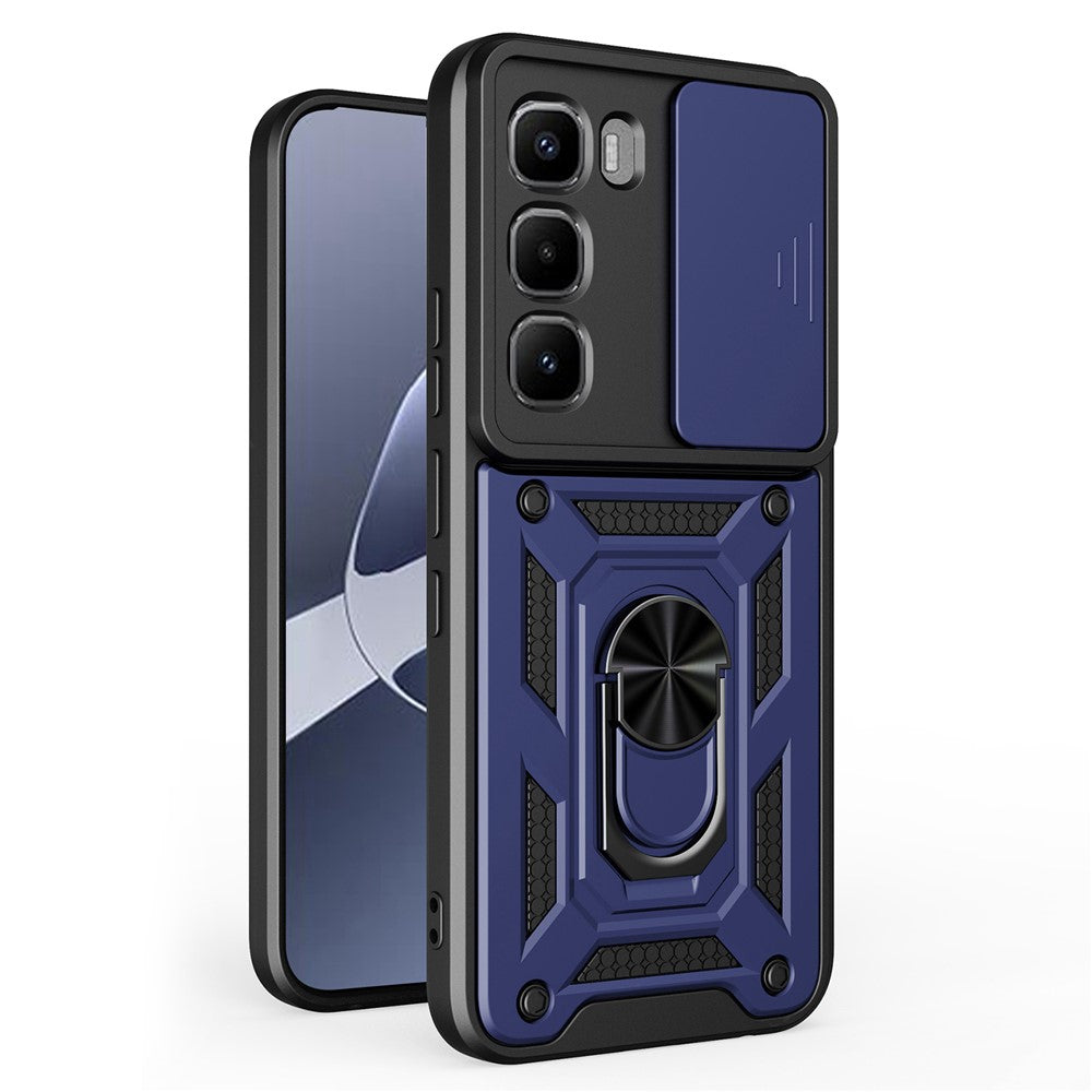 Étui pour Infinix Hot 60 Pro 4G avec cache-caméra coulissant, en PC et TPU, avec support intégré.