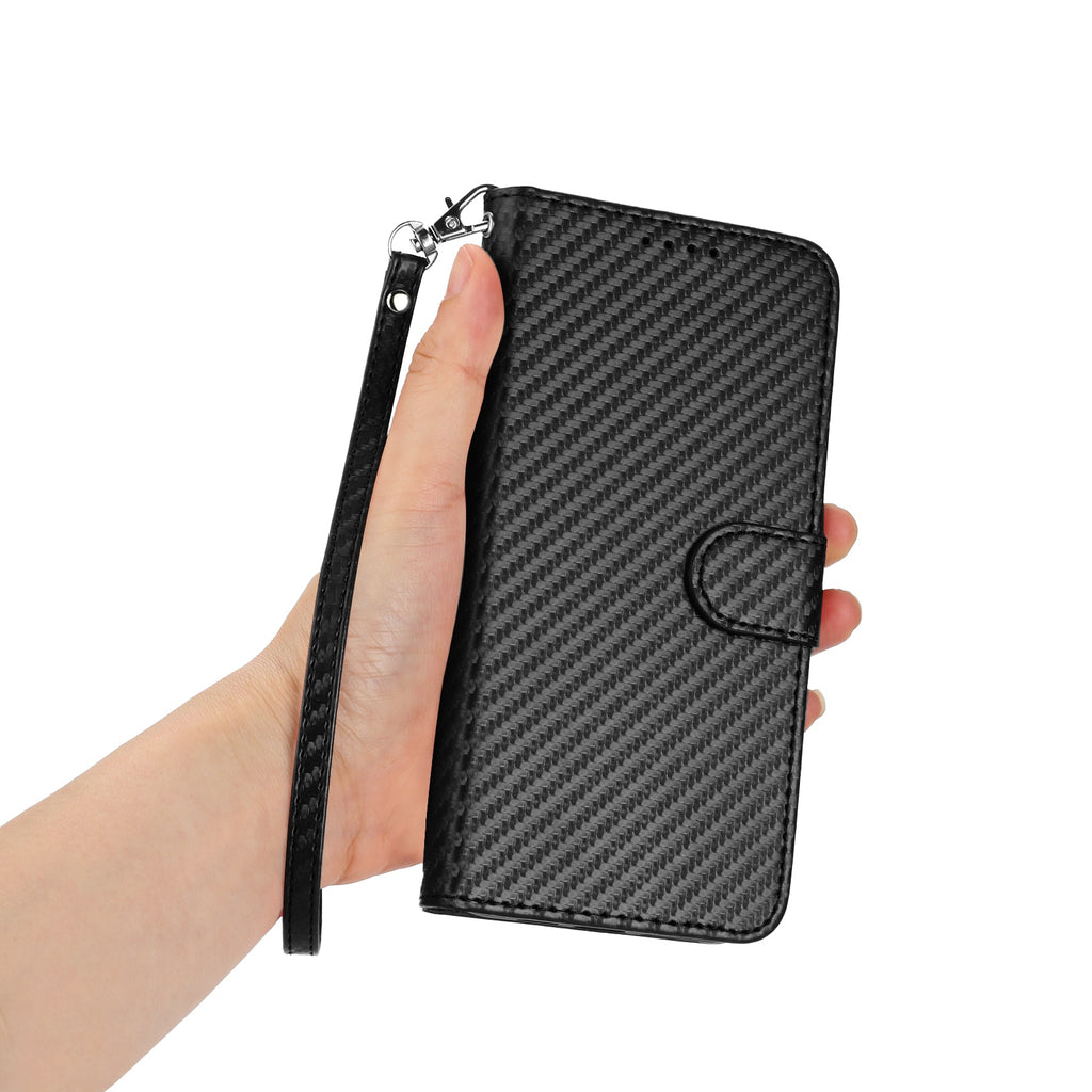 For Samsung Galaxy S26 Pro Wallet Case with Strap Carbon Fiber Texture Leather Mobile Cover