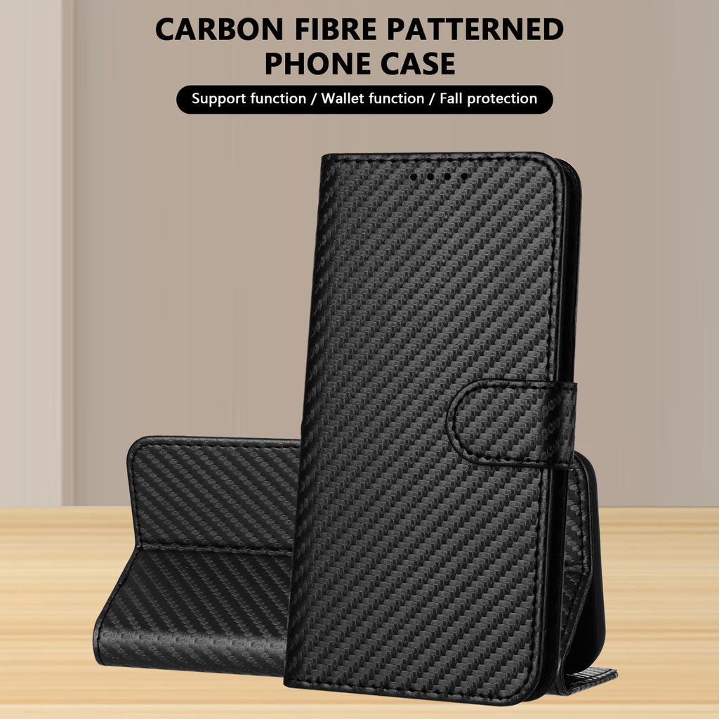 For Samsung Galaxy S26 Ultra Wallet Case with Strap Carbon Fiber Texture Leather Mobile Cover