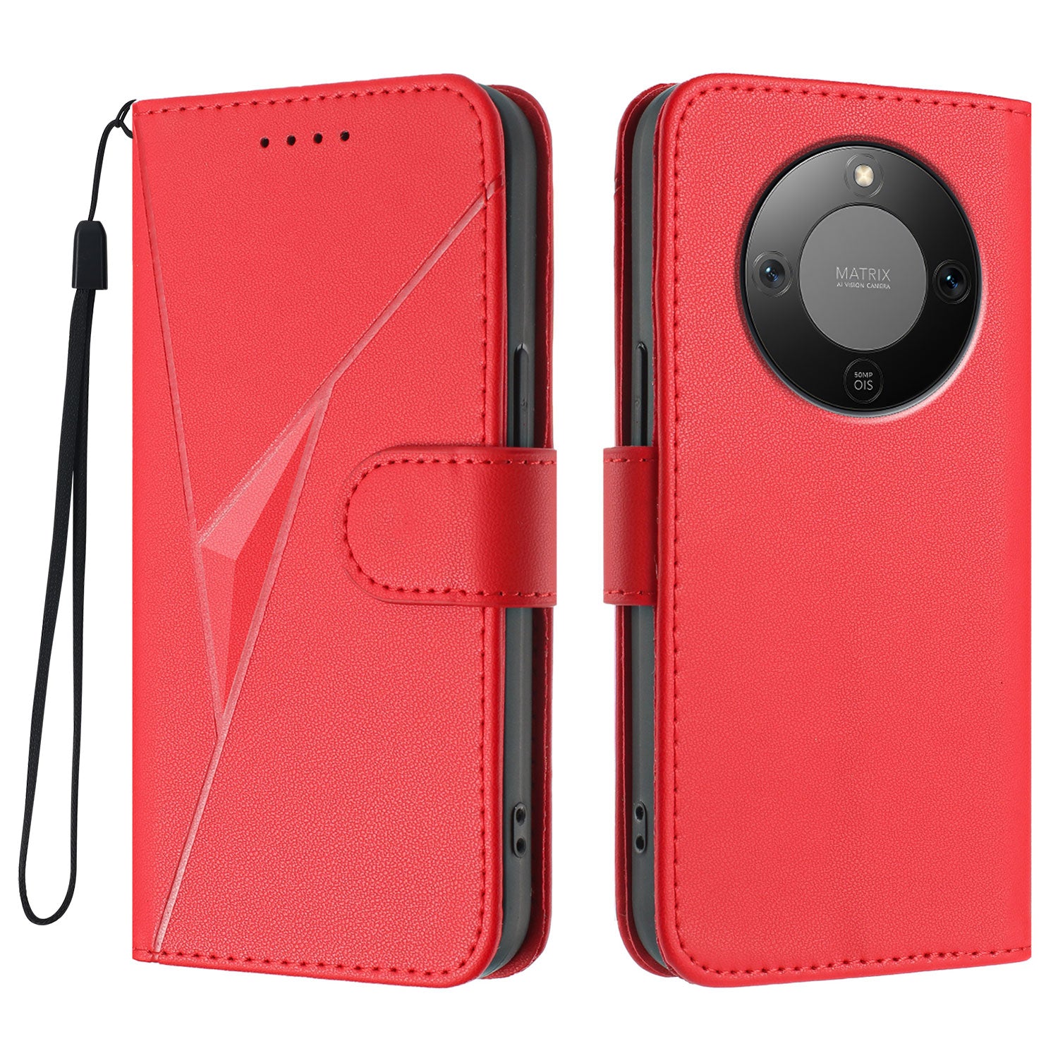 For Honor X9d 5G / Honor X70 5G Case Triangle Imprint Leather Phone Cover with Lanyard