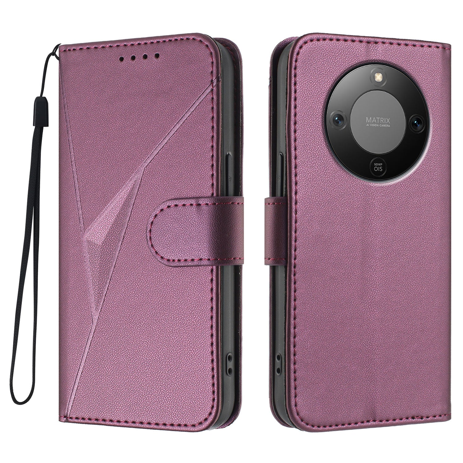 For Honor X9d 5G / Honor X70 5G Case Triangle Imprint Leather Phone Cover with Lanyard