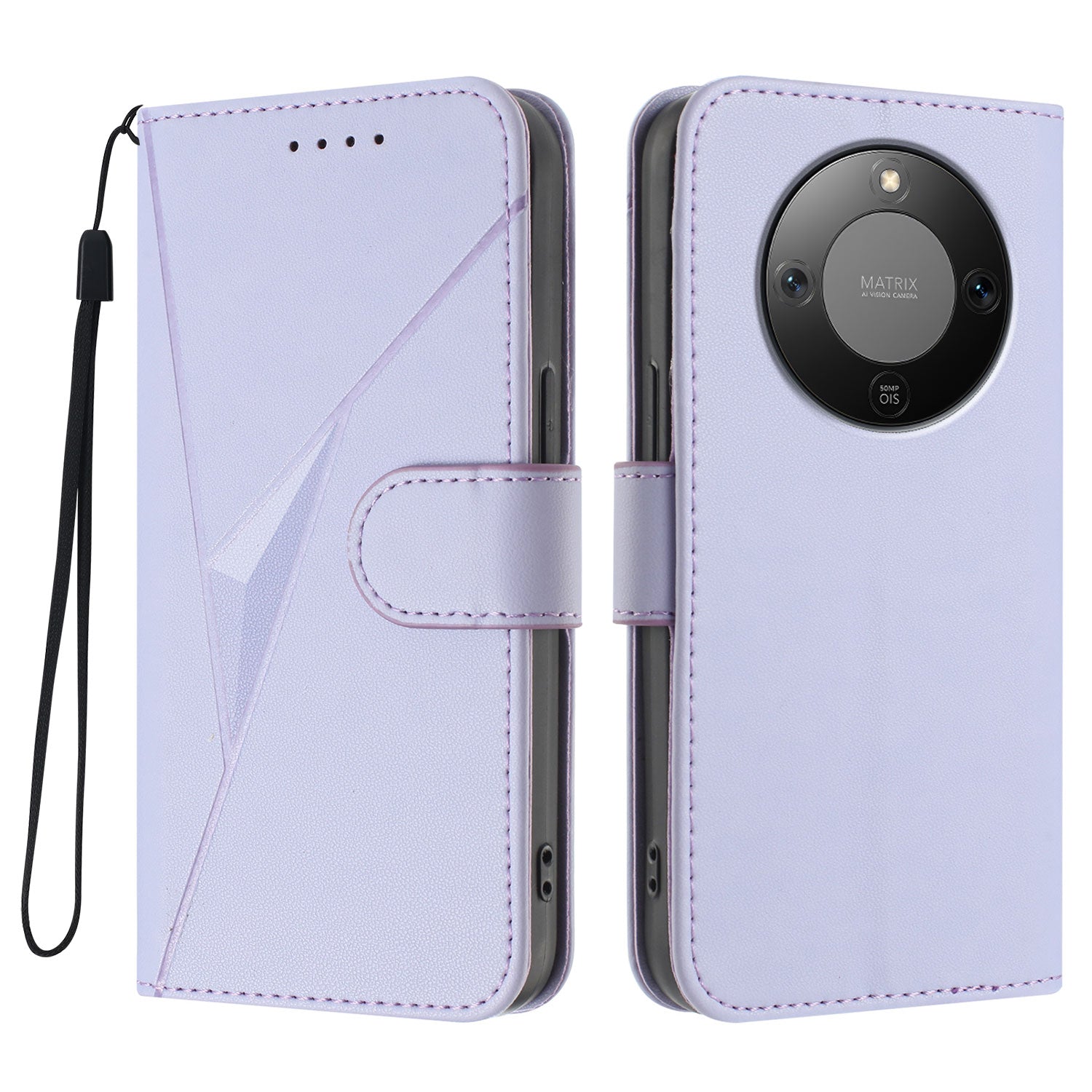 For Honor X9d 5G / Honor X70 5G Case Triangle Imprint Leather Phone Cover with Lanyard