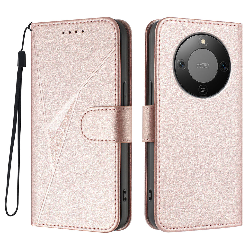 Funda de piel con estampado triangular para Honor X9d 5G / Honor X70 5G con cordón